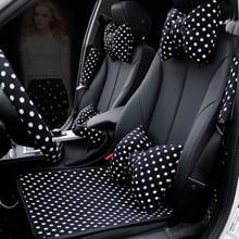 Leather Car Neck Rest Pillow Shifter Hand Brake Covers Set Dot Cute Steering Wheel Cover Girls Women Auto Interior Accessories 2024 - buy cheap