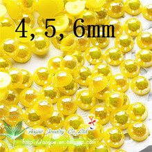 Limão amarelo AB cor Half Round Flatback pérolas ABS imitação de pérolas Beads frete grátis 2024 - compre barato