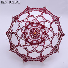 H & S-paraguas de encaje Vintage para novia, sombrilla de color púrpura para boda, apertura Manual, sombrilla para novia, ducha 2024 - compra barato