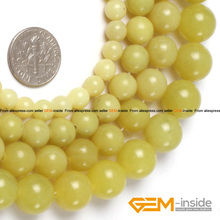 Natural Stone Yellow Lemon Jades Round Beads For Jewelry Making Strand 15" DIY Round Ball Bead For Bracelet Necklace Making 2024 - compre barato