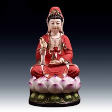 Avalokiteshvara Bodhisattva Buddha statue ceramic ornaments painted Phnom Penh red Choi Lin lotus Avalokitesvara 2024 - buy cheap