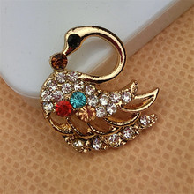 Trendy Colorful Crystal Alloy Swan Animal Button Patch Stickers 10PCS Gold Tone Metal Rhinestone DIY Decoration for Hair Jewelry 2024 - buy cheap