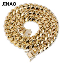 JINAO-Cadena de eslabones cubanos de Zirconia cúbica, collar con hebilla, estilo Hip Hop, Miami, el mejor regalo para hombres 2024 - compra barato