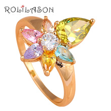 Designers  Hot selling Shining Color Zircon Gold tone Fashion Jewelry Engagement Rings USA Size #6#7#8#9 JR2071 2024 - buy cheap