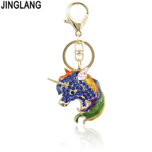 JINGLANG styles Lucky Unicorn Keychain Crystal Keyrings Purse Bag Car Keychains Fashion Jewelry Key Ring Car Souvenirs 2024 - buy cheap