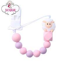 XCQGH-cadena con Clip para chupete de bebé, pinzas para chupete de dentición con cuentas de silicona de oveja, para juguetes para bebés 2024 - compra barato