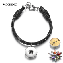 Pulsera de cuero multicapa con botón a presión de 18mm, 10 unidades por lote, pulsera trenzada de punto hecha a mano, NN-720 x 10 2024 - compra barato