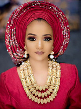 Nigerian Wedding African Beads Jewelry Sets Luxury Dubai Gold Accessory Statement Jewelry Set Christmas Gift Jewelry ABH706 2024 - buy cheap