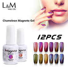 12 Pcs Kit Chameleon Magneto Gel 15ml Gorgeous Bright Long Lasting Varnish Magnetic 3D Cat Eyes Colorful Glitter Phantom Polish 2024 - buy cheap