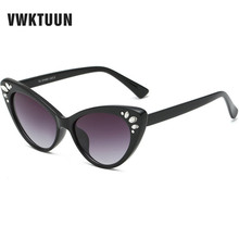 VWKTUUN Vintage Sunglasses Women New Crystal Frame Sunglasses Cat Eye Shades Oversized Brand Desinger Sun glasses For Woman 2024 - buy cheap
