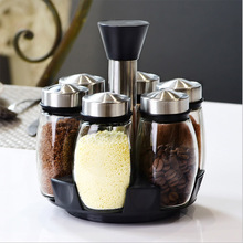 Hot Set Rotating Spice Jars Stainless Steel Glass Cruet Condiment Cans Set for Spice Salt Pepper Shakers Seasoning Sprays 8 2024 - buy cheap