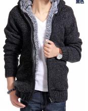 New autumn winter new fashion men's thick warm padded cardigans knitted black gray sweaters knit jackets M L XL 2XL hot sale 2024 - buy cheap