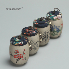 1PCS WIZAMONY Tea Jar Caddy for puer Crude Pottery Oolong tea chinese porcelain ceramic jar tea canister kung fu storage chest 2024 - buy cheap