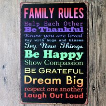 Family Rules  Metal Tin Sign Vintage Plate House Rules Wall Pub Restaurant  Home Art Decor  Iron Poster Cuadros DU-1628 2024 - buy cheap