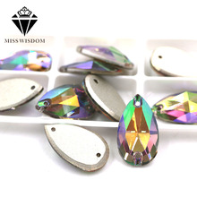 High quality Flatback glass crystal double hole sew on rhinestones Teardrop Ghost light Flat buckle rhinestones diy accessories 2024 - buy cheap