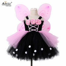 1-12Y Flower Girl Tutu Dress Tulle Girl Party Dress Princess Kids Girls Fairy Dress Wing Wand Cosplay Butterfly Carnival Costume 2024 - buy cheap