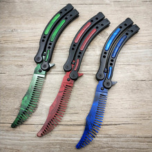 Dropshipping red butterfly in knife CS GO Karambit Knife practice blue folding Knife butterfly trainer game knife comb blade 2024 - buy cheap