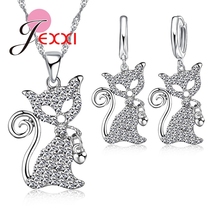 Wholesale Hot Sale 925 Sterling Silver Drop Earring Pendant Fashion Cubic Zircon Fox Shape Necklace Jewelry Sets For Women 2024 - buy cheap