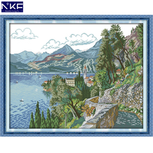 NKF With Lake and Hills Stamped Cross Stitch Pattern DIY Kit Needlework Embroidery Sets Chinese Cross Stitch for Home Decor 2024 - buy cheap