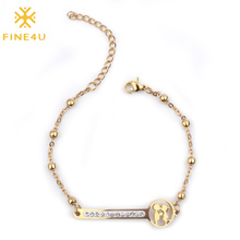 FINE4U B134 Luxury Zircons Jewelry Stainless Steel Link Chain Bracelet Heart Tree Of Life Coins Bracelets For Women 2024 - buy cheap