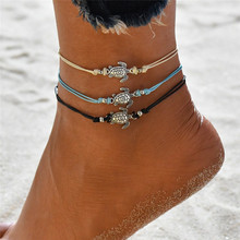 Yobest tornozeleiras vintage para mulheres, tornozeleiras com corda de tartaruga retrô boêmia, sexy, bracelete de praia, joias para pés de animais 2024 - compre barato