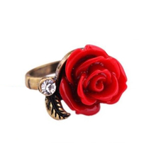 Новинка, модные ювелирные изделия, оптовая продажа, кольцо с цветком розы для женщин, черное кольцо 2024 - купить недорого