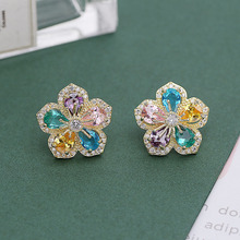 Exquisite Cute Flower Shape Zircon Stud Earrings for Women Romantic Wedding Gold Color Wedding Earings Gift Brincos Jewelrry 2024 - buy cheap
