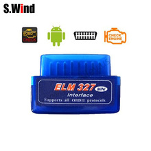 Elm327 obd2 ii scanner de interface de diagnóstico automático, mini scanner de interface v2.1 compatível com bluetooth, ferramenta de diagnóstico de carro azul 2024 - compre barato