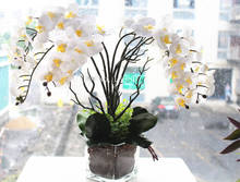 Миниатюрные ручные орхидеи, настоящие на ощупь цветы с листьями, искусственные орхидеи для самостоятельной сборки, цветы без вазы 2024 - купить недорого