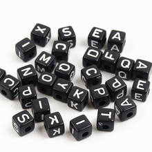 10x10mm 100pcs Black Acrylic Beads English Alphabet  Spacer Letter Beads For Jewelry Making DIY Necklace Bracelet 2024 - buy cheap
