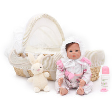 48cm 100% Comfortable boneca newborn lifelike baby reborn menina real reborn silicone dolls and White hat for girls boneca baby 2024 - buy cheap