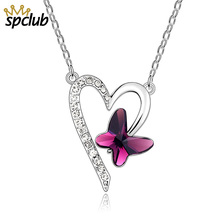 New Drop Shipping Crystals from Swarovski Butterfly Necklaces & Pendants for Women Beautiful Heart Pendant Necklace Love Jewelry 2024 - buy cheap