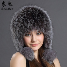 Women Winter Hat Earflap Real Fox Fur Cap Warm Genuine Fur Caps With Earflaps Female Raccoon Fur Hat Russian Bomber Hats Ushanka 2024 - buy cheap