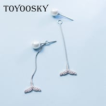 TOYOOSKY 925 Sterling Silver Mermaid Tail Dangle Earrings Pearl Beaded Earrings Jewelry Brincos Detachable Jewelry 2024 - buy cheap