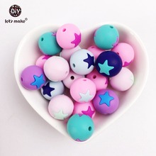 Let's Make 50pc Silicone Star Teether Beads Wave Baby Shower Toys Baby Montessori Toys Food Grade Silicone Teething Toys Beads 2024 - buy cheap