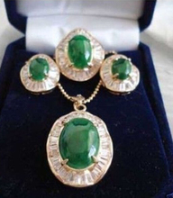 Заводская цена, оптовая продажа, высококачественные свадебные зеленые серьги и кольца с подвесками из циркония с кристаллами для женщин, ювелирные изделия 2024 - купить недорого