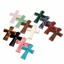 Cuentas de Chakra puntiagudas surtidas en forma de cruz, cristal perforado, piedra de roca, collar de cuarzo, joyería de oración de Jesús 2024 - compra barato