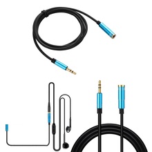 Удлинительный кабель для наушников 3,5 мм, металлический кабель «Папа-мама», 1 м, 2 м, аудиоразъем 3,5 дюйма для компьютеров, MP3, наушников, Удлинительный кабель для аудио 2024 - купить недорого
