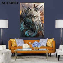 NUOMEGE-Póster de lobo Vintage nórdico, arte decorativo de pared, imagen moderna, impresiones de animales, pinturas para decoración de sala de estar 2024 - compra barato