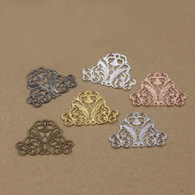 29*37mm Filigree Flower Charms Connectors Bu Yao Hair Sticks DIY Jewelry Accessories Metal Wraps Links Findings Multi-color 2024 - buy cheap