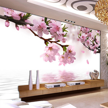 Romantic Peach Blossom Reflection Photo Mural Wallpaper Dining Room Living Room Home Decor Non-Woven Papel De Parede Floral 3D 2024 - buy cheap