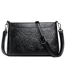 Genuine Leather women fashion handbags Messenger bag Europe and the United States Brand rose embroess bag Cow leather pouch bag 2024 - buy cheap