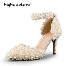 Zapatos de tacón alto para dama de honor, Sandalias de tacón alto de 8CM con punta redonda para boda, con correa para el tobillo, color rojo, rosa y blanco, H-822 2024 - compra barato