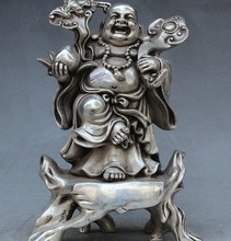 YM-estatua de cuentas de Buda, estatua de risa feliz de Maitreya de melocotón, Budismo de China, palo de plata, Shou, 320 2024 - compra barato