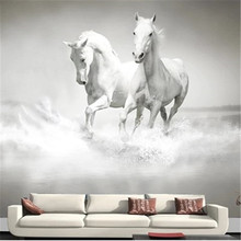 Современные фото обои Лошадь белая лошадь Континентальный задней стенке Фреска диван спальня ТВ фон 3D Настенные обои для гостиной 2024 - купить недорого