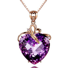 Ociki Rose Gold Color Heart CZ Purple Crystal Pendant Necklace Choker Jewelry Wholesale for Women Girls Drop Shipping Jewelry 2024 - buy cheap