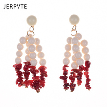 JERPVTE 2018 New Fashion Colorful Resin Beads Tassel Earrings Trend Party Statement Dangle Drop Earrings for Women Jewelry 2024 - buy cheap