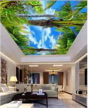 Красивые пальмовые потолок papel parede Настенные обои потолки 3d обои для комнаты пейзаж 2024 - купить недорого