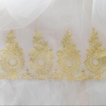 2 metros Nova Prata Ouro bordados rendas cortina roupas de tecido diy handmade guarnição do laço do vestido de casamento acessórios véu 28 cm largura 2024 - compre barato