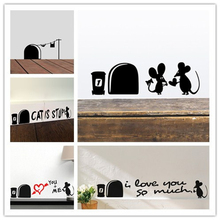 Creative mouse hole home decoration wall stickers living room bedroom children's room TV background wall decoration stickers 2024 - buy cheap